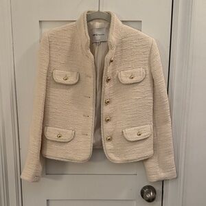 Mango Cream Textured Blazer with Gold Buttons